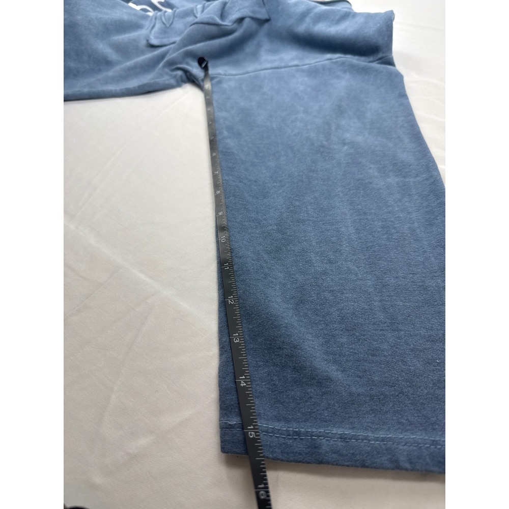 Made in Italy Oversized Graphic Sweatshirt Blue Distressed Pocket Drawstring Hem - Picture 9 of 9